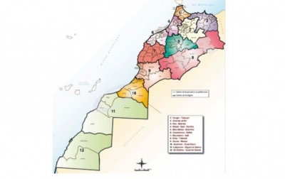التقسيم الاقليمي المعدل للمغرب سنة 2009 بصيغة الارك جيس
